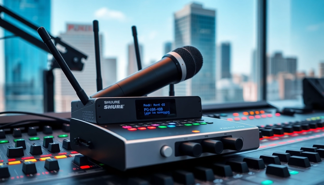 Close-up of PG88 wireless receiver in use during a live sound event, highlighting its interface and antenna diversity for professional audio quality.