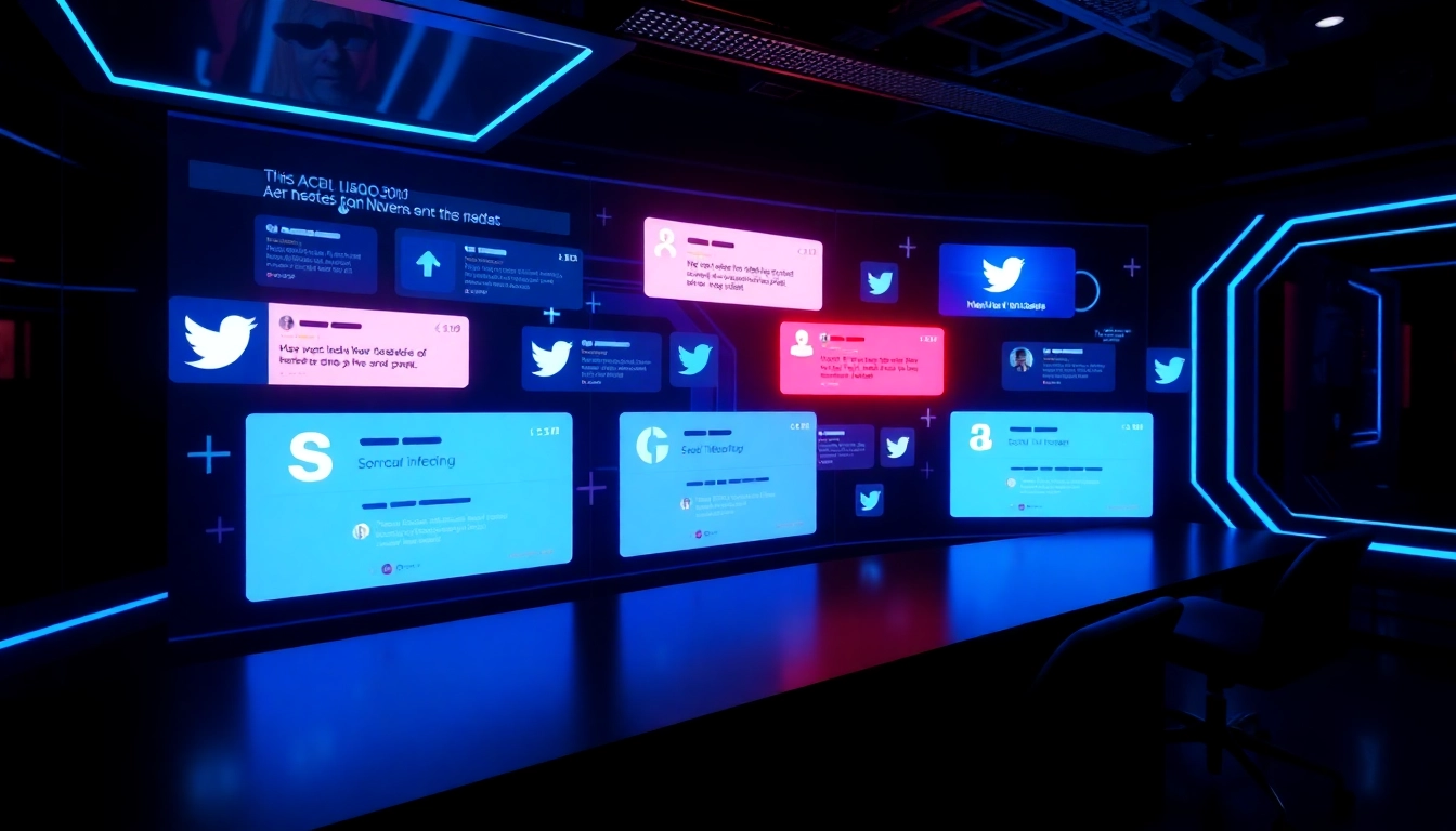 Latest Social Network Updates showcase vibrant social media icons and notifications in a modern